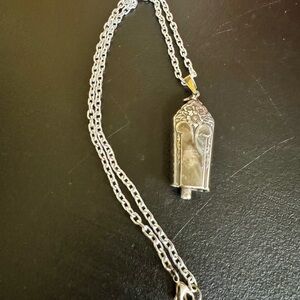 Upcycled Hand Crafted Sterling Silver Plated Pendant Bell Necklace